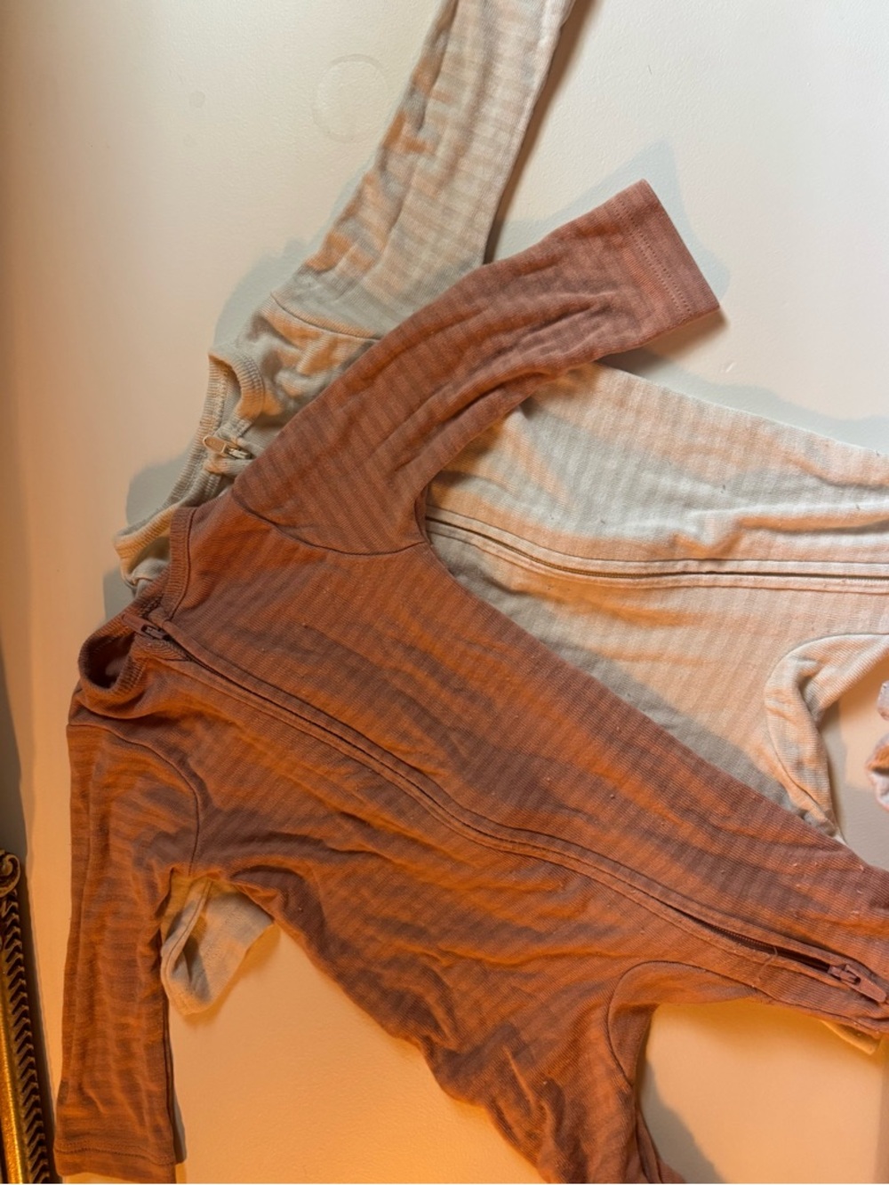 Ribbed Zip-Front Baby Onesie - Rust Brown